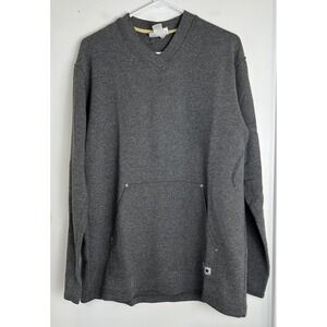 EKD Men's Sweater Gray V Neck Kangaroo Pocket Stars Israel Cotton‎ Stretch